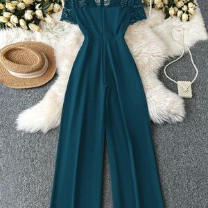 Elegant Teal Lace Jumpsuit